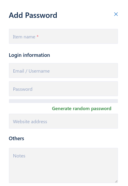 Screenshot of the Add Password feature in Locker