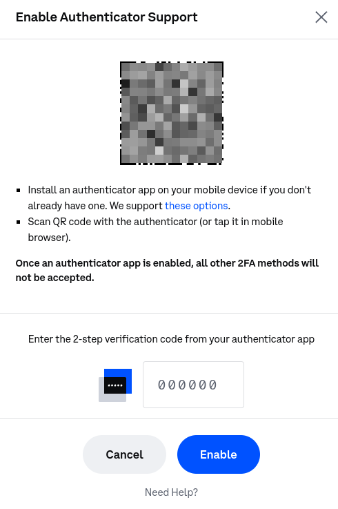 Screenshot of Coinbase asking for a verification code