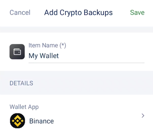 Saving Binance Wallet to Locker