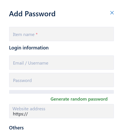 Adding a new password in Locker