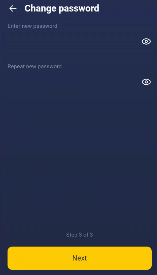 Entering and verifying new password